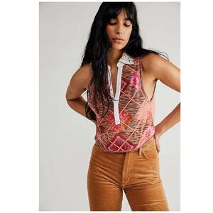 Free People Pink and Coral Floral Sleeveless Tank